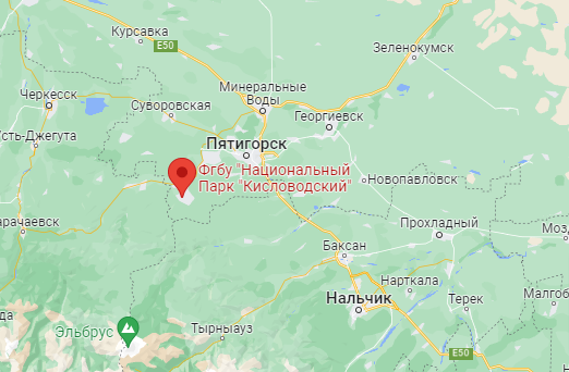 Национальный парк Кисловодский на карте