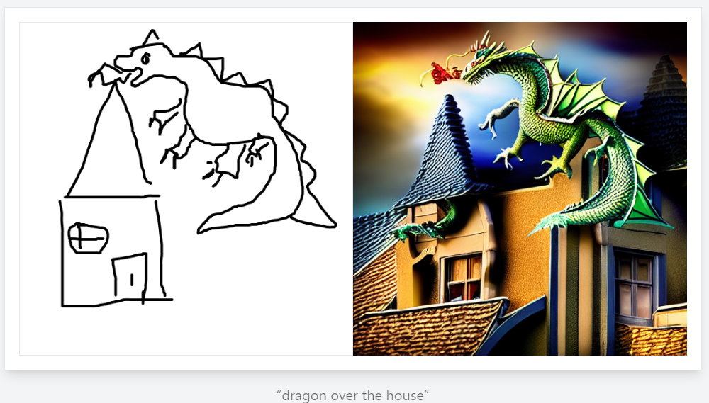 Эту картинку программа сгенерировала по запросу «Дракон над домом»