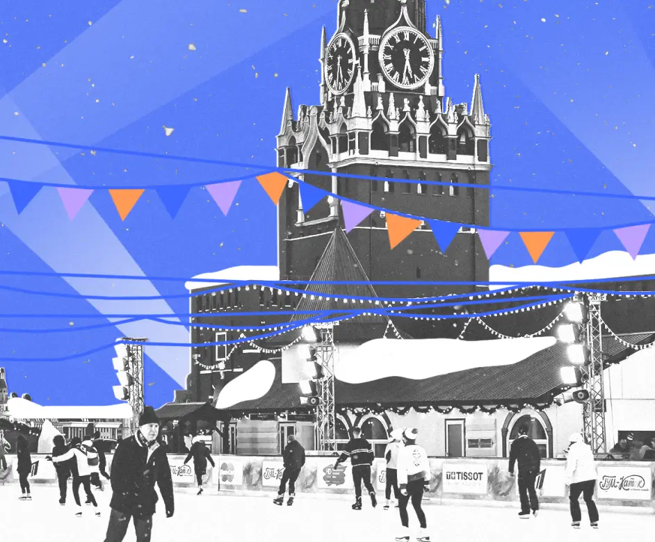 Квадратная обложка поста на тему: Новый год в Москве: чем заняться и куда пойти на праздники